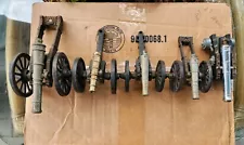 5 Vintage Miniature Cannon Lot ~ Cast Iron ~ USA Italy ~ Yard Sale Find