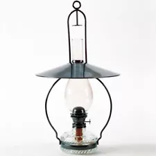 Lehman's Hanging Clear Oil Lamp with Top Reflector Steel Metallic Gray 3/4" Wick