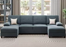 Sectional Sofa Couches for Living Room 4 Seat U-Shaped Sofa Couch Living Room