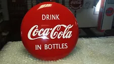 1940S 1950S ERA COCA-COLA EXTRA LARGE STEEL 26 INCH DIAMETER BUTTON/DISC SIGN