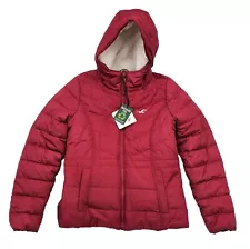 Hollister Red Puffer Jacket Women's Size Medium Recycled Filled Faux Fur New