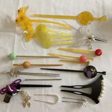 Japanese kanzashi comb hair ornaments old things collectively 16 items fromJapan