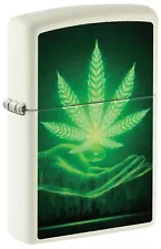 Zippo Lighter: Hand with Weed Leaf - Glow-in-the-Dark 48899