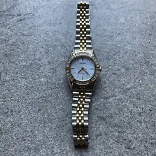 Elegant Solar Gold & Crystal Ladies Wristwatch Stainless Steel V117-0AN0 Bin T