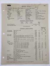 1956 MACK TRUCK LIST PRICE MODELS H-65LT Lightweight 4-Wheel COE Tractor Chassis