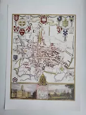 Old Vintage Map Print of Oxford Reproduction