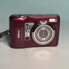 Nikon Coolpix L20 Digital Camera Deep Red Tested & Working Pictures Photos