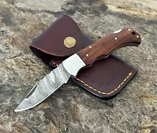 Damascus Folding Pocket Knife With Small Defects Handmade (See Description)