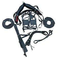 Pony Regular Horse Leather Driving Harness- Complete Set - Leather - Tan & Black