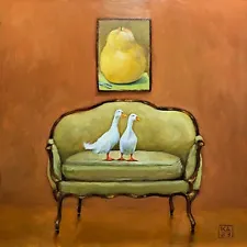 Kimberly Applegate oil Painting, Botero Pear, Ducks Pair Loveseat, Terra Cotta