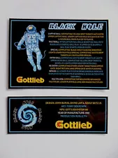 * 'BLACK HOLE' Gottlieb 1981 Custom Instruction/Apron Cards (New) *