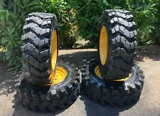 4-Camso SKS753 FOAM FILLED 10-16.5 Skid Steer Tires/Rims/Wheels for Cat-NO-FLAT