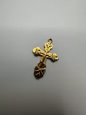 Vintage Greek Orthodox Gold Cross Pendant 2.6cm