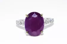 $7,000 14K YELLOW GOLD/900 PLATINUM 7.67CT NATURAL AFRICAN RUBY & DIAMOND RING