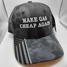 Make Gas Cheap Again Black Kryptek Hat USA Flag Cap Adjustable Strapback NWT