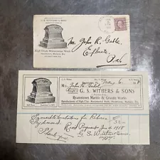 Antique Bill Of Sale For GS Withers & Sons For A Grave Stone In Reamstown Pa