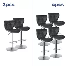 2/4 Pcs Shell Back Bar Stools Adjustable Swivel PU Leather Stool with Back