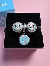 Disney Cruise Line 25th Anniversary Pandora 3 Pc Charm Set DCL NEW Dangle Charms