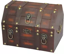 (Tm) Antique Pirate Treasure Chest/Box with Lion Rings