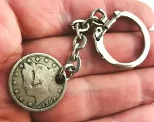 1909 Liberty Head Nickel V Coin Keychain Keyring Hobo Nickel Art Money *Ia13