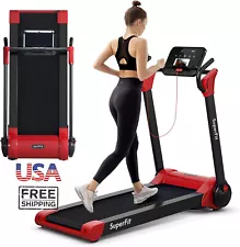 2.25HP Folding Treadmill, Electric Superfit W/LED Display, APP Control Red