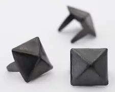 100 ct. black pyramid 10mm (3/8") studs for clothing. 2 prong. StudsAndSpikes