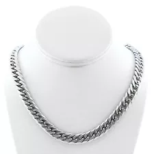 MIAMI CUBAN CHAIN SOLID STAINLESS STEEL SILVER FINISH THICK HEAVY 12MM JayZ 24''