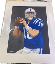 Peyton Manning Art Print Possibly Signed By Artist Judge For Yourself 18 Colts