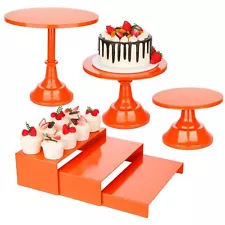 6PCS Cake Stand Set, Orange Metal Cake Stands for Party, Dessert Table Displa...