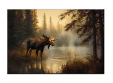 Moose Oil Painting,Moose Prints,Wildlife Wall Art Decor, Rustic Cabin Art Gift,2