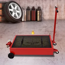 20 Gallon Oil Drain Pan Low Profile with Manual Pump and Wheels Car Truck