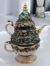 Waterford heirlooms holiday tree tea for one teapot set