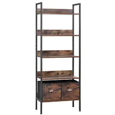 5 Tier Open Bookshelf Bookcase Storage Rack Shelves for Living Room/Home/Office