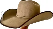 Custom Made 100% PURE BEAVER Cowboy Hat Natural Size 7 1/8 Bar None Hat Company