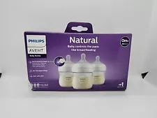 PHILIPS AVENT Baby Bottle Natural Response Nipple 0M+ 3X 4oz Bottles Anti-Colic