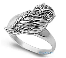 Sterling Silver 925 PRETTY OWL HOOT BIRD NIGHT DESIGN SILVER RING SIZES 5-10**