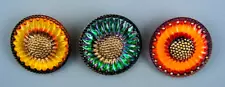 COLORFUL CZECH GLASS BUTTONS - SET OF 3 - SUNFLOWER