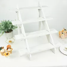 21 in Whitewashed 4 Tier Wooden CUPCAKE HOLDER Ladder Display Stand Party Events