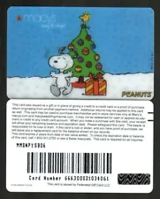 MACY'S Peanuts, Snoopy Christmas 2006 Lenticular Gift Card ( $0 ) V3