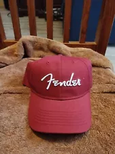 Fender Guitars Hat Cap Red/Maroon Embroidered Logo Snap Back Rock and Roll