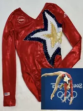 ADIDAS GK Gymnastics Leotard 2008 OLYMPICS TEAM FINALS Flag USA Competition STAR