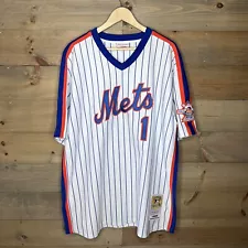 Mitchell Ness Cooperstown NY Mets #1 Mookie Wilson 1986 Pinstripe Jersey Men 2XL