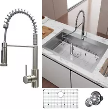 TECASA 33'' Kitchen Sink Drop-in or Undermount Sink w/ Faucet Combo -Refurbished