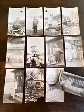 Lot of 12 Vintage Photographs Camping Trip at Log Cabin Bunk Beds Boat Lake