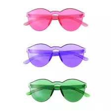 Colorful One Piece Rimless Transparent Sunglasses Women Tinted Candy Colored