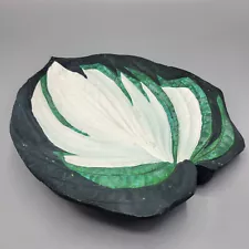 Natures Splendor Green White Hosta Plant Leaf Dish Decor Signed L Hulst 2006