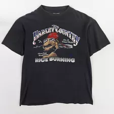 Vintage Harley Davidson Rice Burning T-Shirt Size Medium Motorcycle 1980s