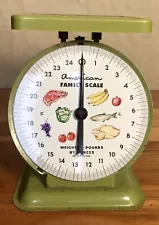 1960s Vintage Working Farmhouse Kitchen Green American Family Metal Food Scale