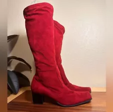 *SALE! FRANCO SARTO Tall Red Boots, faux suede leather, Soft, Sz.8.5 GORGEOUS!!