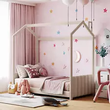 Twin/Full Size Princess House Bed Frame Upholstered Headboard Footboard Girl Kid